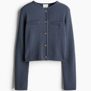 H&M Dusty Blue Moss-Knit Cardigan/NWT/XXL